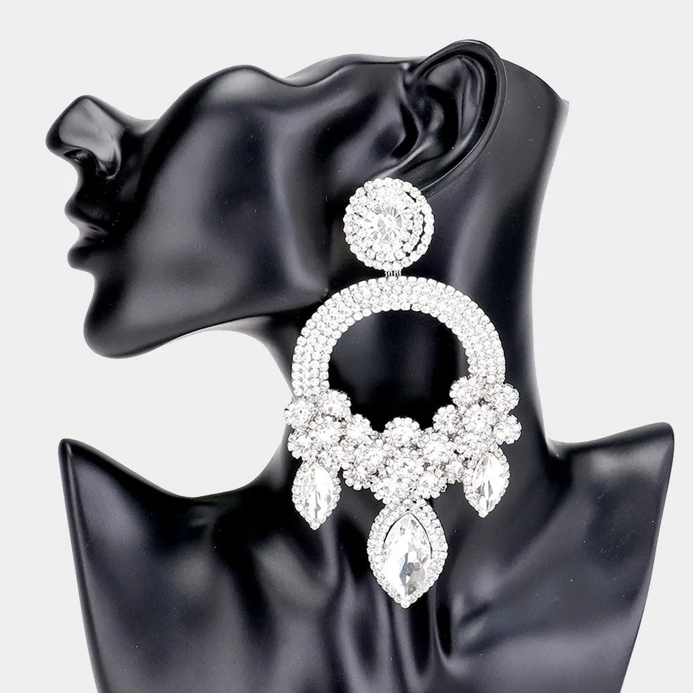 Large Long Elegant Chandelier Pageant Prom Earrings | 364521