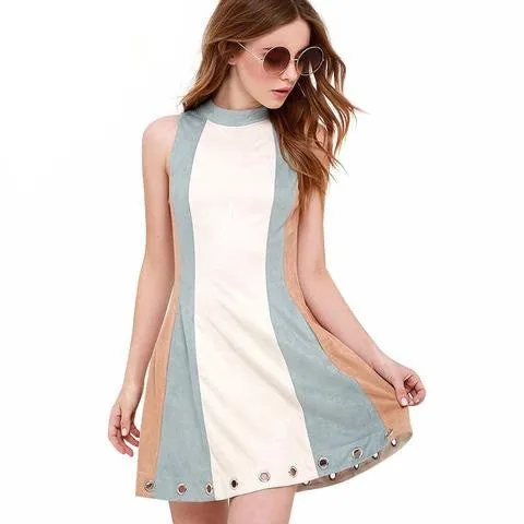 Leah Color Block Eyelet Dress