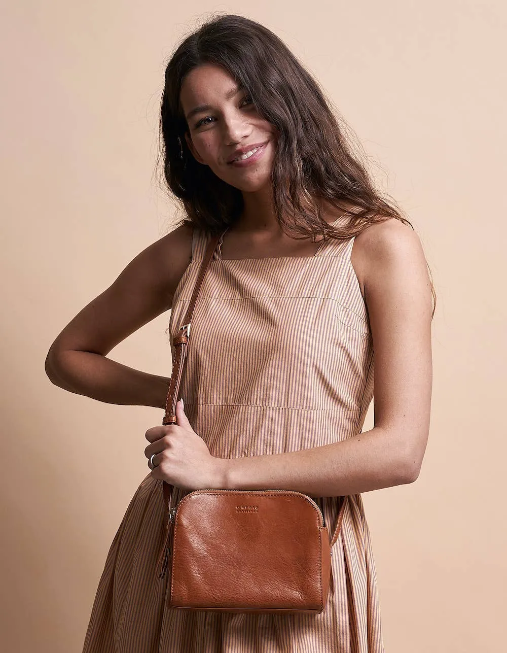 Leather Bag Emily Cognac Stromboli (Full Leather Strap)