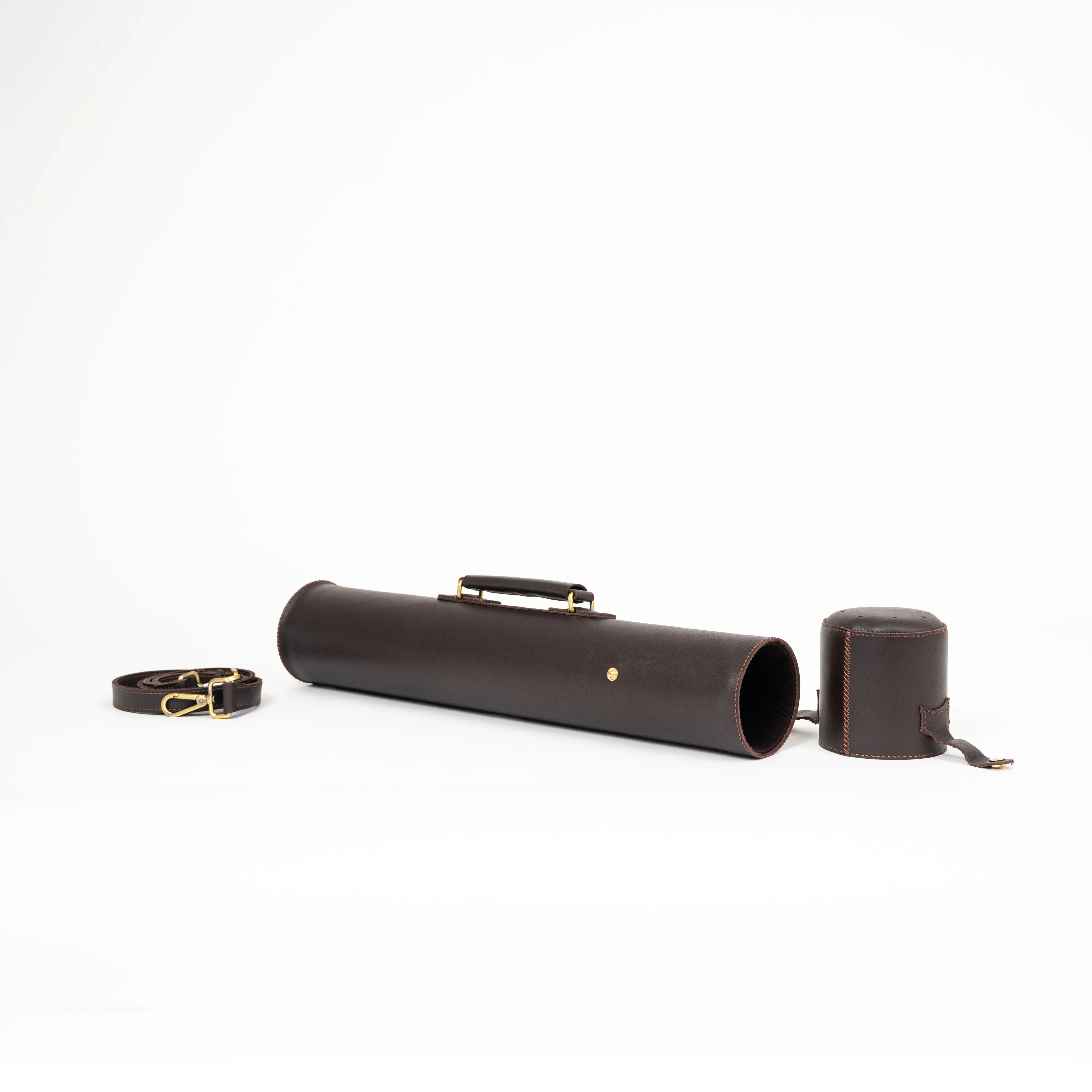 Leather Drawing Tube for Architects - Dark Brown 21 inches