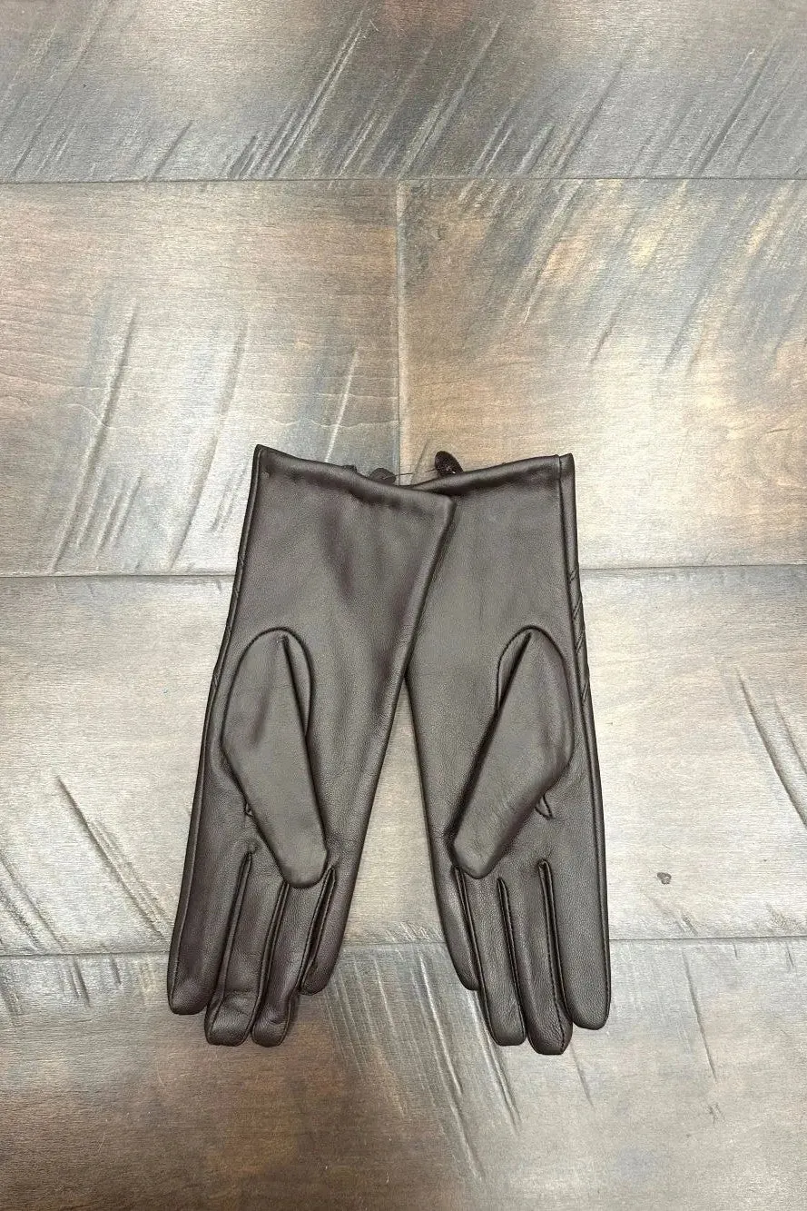 Leather Gloves with Bow Detail