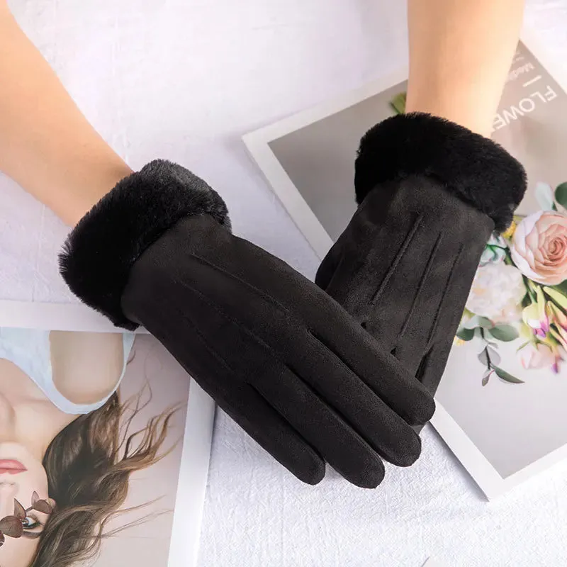 Leather Gloves with Fur