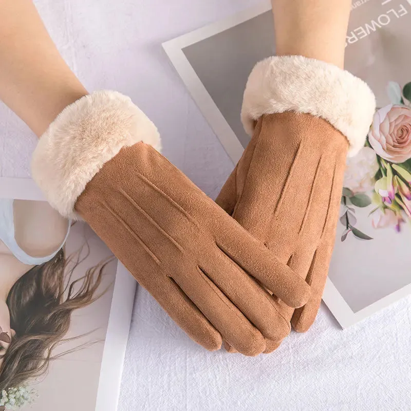 Leather Gloves with Fur