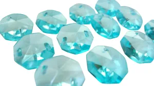 Light Aqua 14mm Octagon Beads Chandelier Crystals 2 Holes