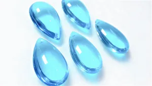 Light Aqua Smooth Teardrop Chandelier Crystals, Pack of 5