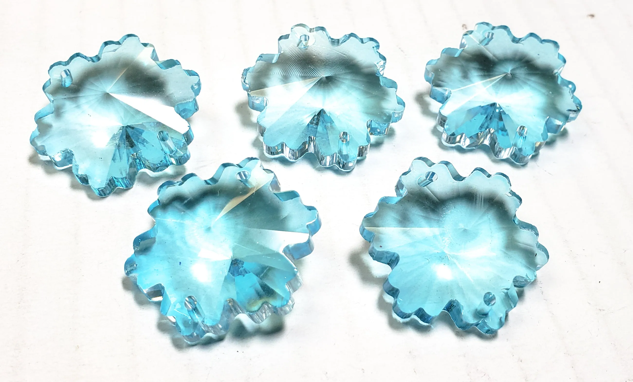 Light Aqua Snowflake Chandelier Crystals, 30mm Beads Pack of 5