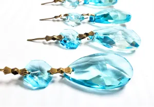 Light Aqua Teardrop Chandelier Crystals Ornament, Pack of 5