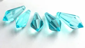 Light Aquamarine Icicle Chandelier Crystals, Pack of 5 Pendants