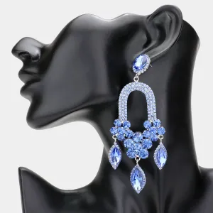 Light Blue Triple Marquise Stone Drop Chandelier Pageant Earrings | Prom Earrings |  601630
