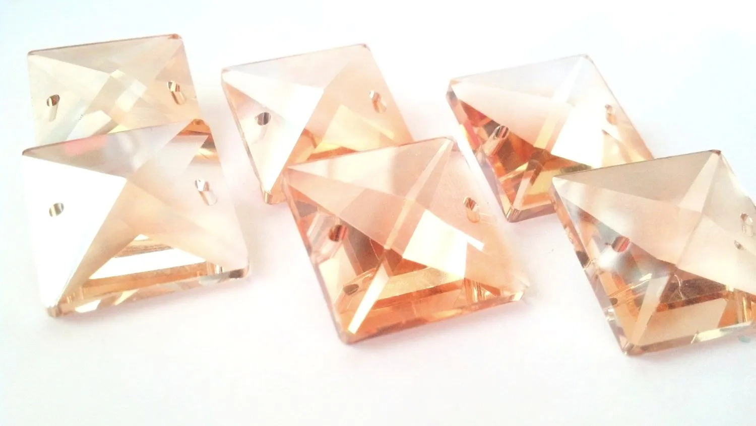 Light Champagne Square 22mm Chandelier Crystals Glass Beads Pack of 6