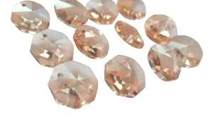 Light Champagne 14mm Octagon Beads Chandelier Crystals 2 Holes