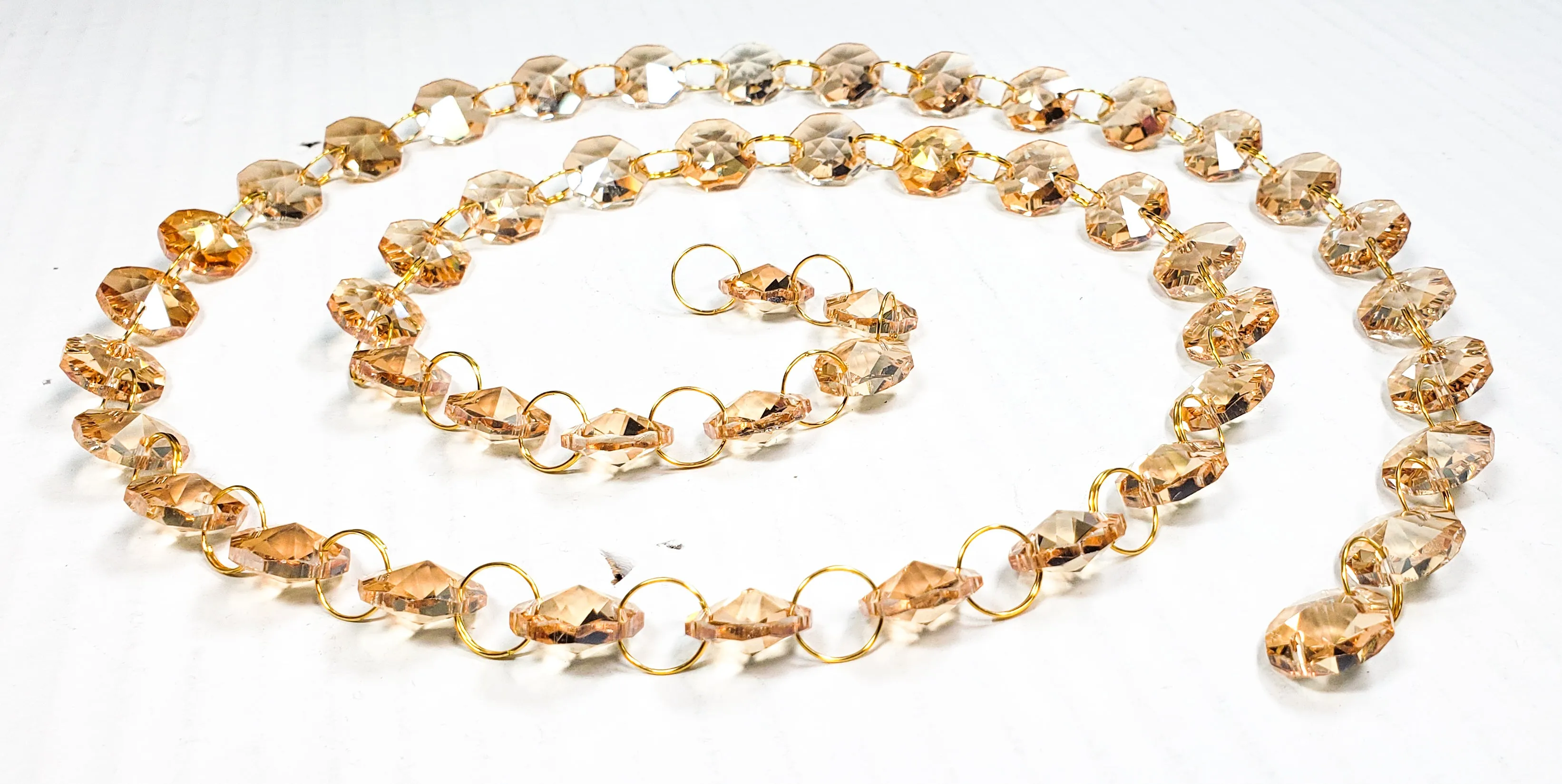 Light Golden Champagne Meter Chandelier Crystals Garland - Ring Connectors