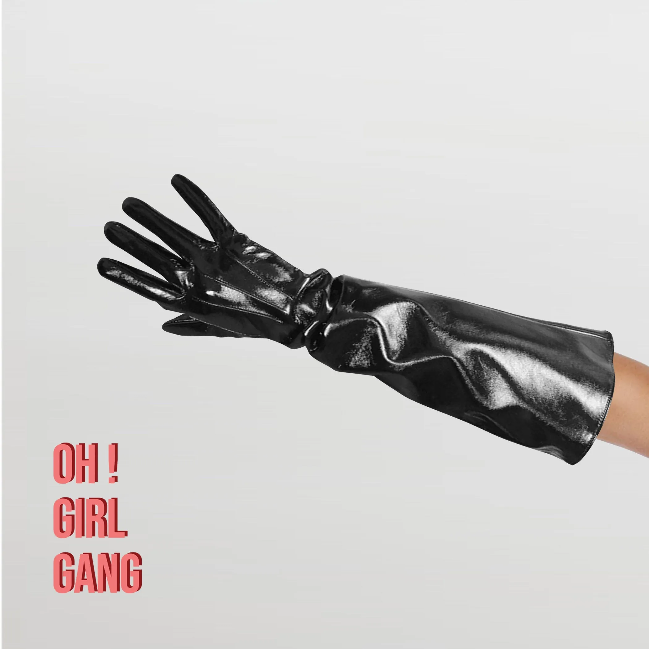 Light Pink Wide Sleeves Faux Leather Gloves