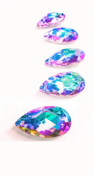 Lilac and Aqua Teardrops Chandelier Crystals Pendants, Pack of 5