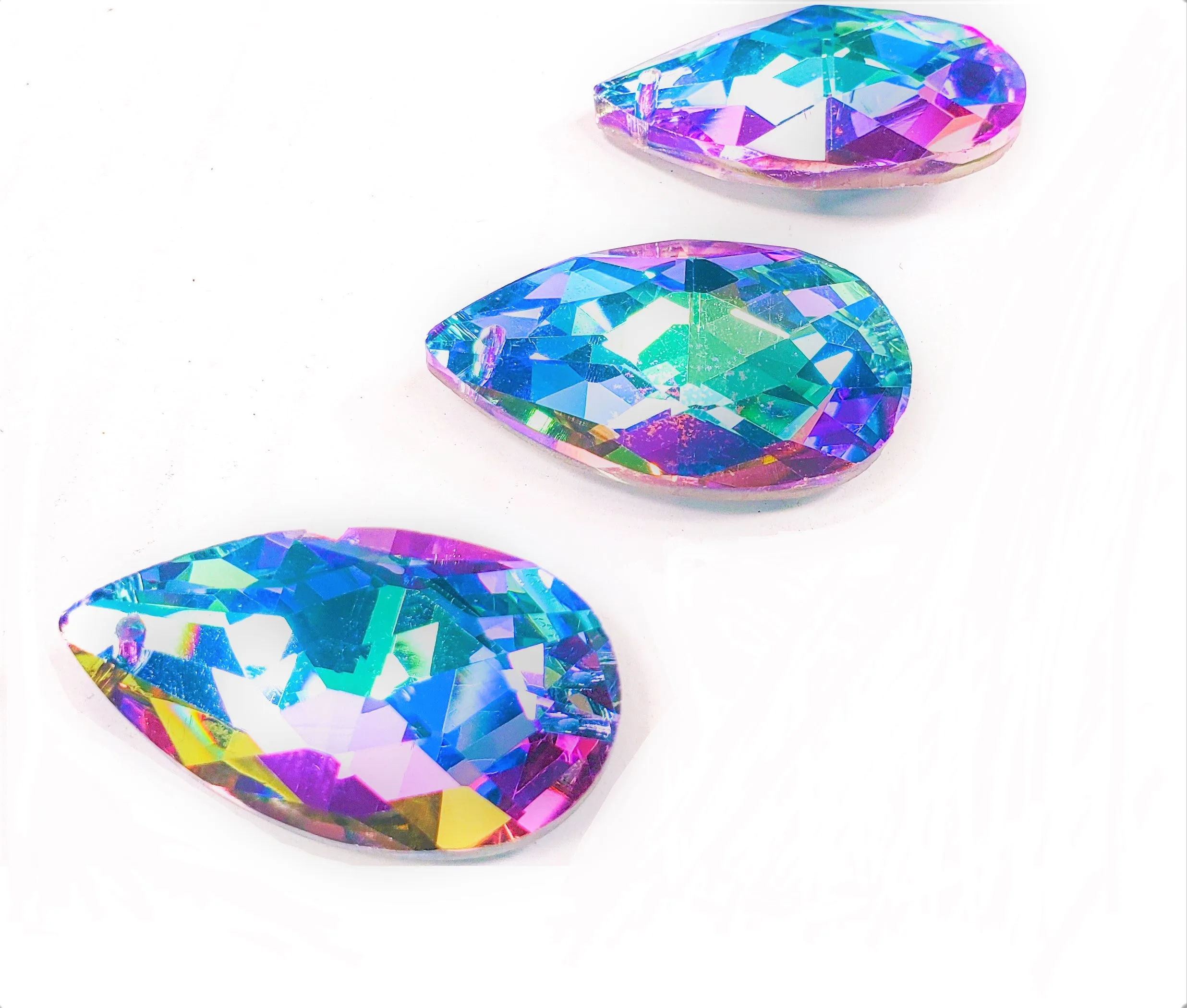 Lilac and Aqua Teardrops Chandelier Crystals Pendants, Pack of 5