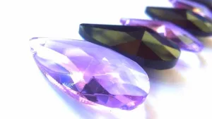 Lilac Purple and Black Teardrop Chandelier Crystals, 38mm Pack of 6