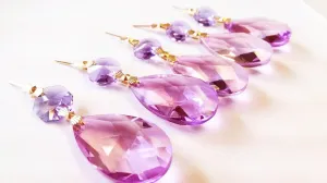 Lilac Purple Teardrop Chandelier Crystals Ornament, Pack of 5