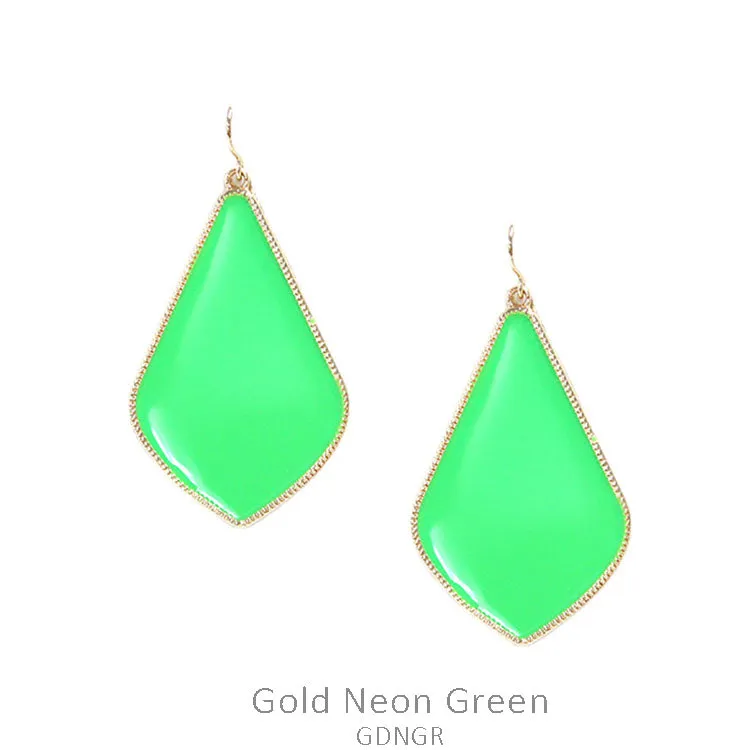 Lime green enamel earrings.