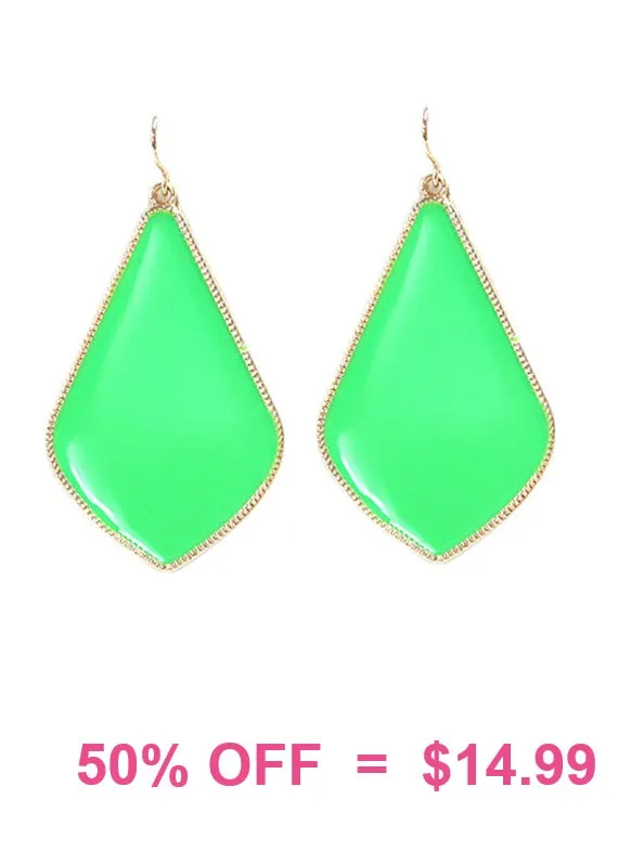 Lime green enamel earrings.