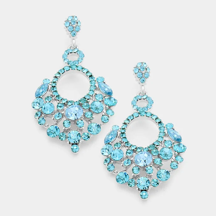 Little Girls Aqua Chandelier Pageant Earrings  | 343352