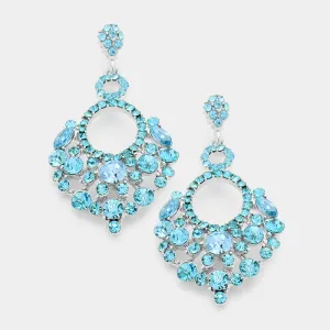 Little Girls Aqua Chandelier Pageant Earrings  | 343352