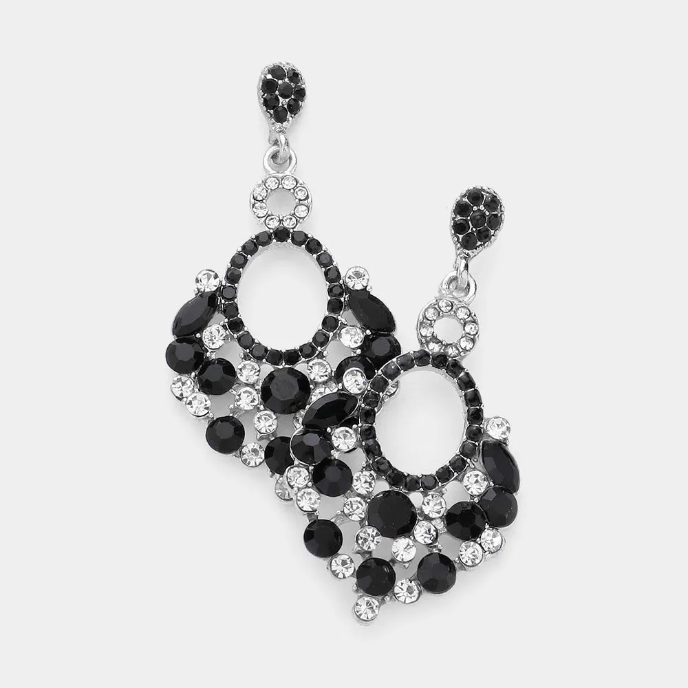Little Girls Black/Clear Chandelier Pageant Earrings | 363102