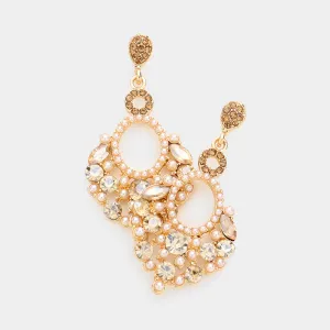 Little Girls Topaz Chandelier Earrings with Pearl Stones | 592119
