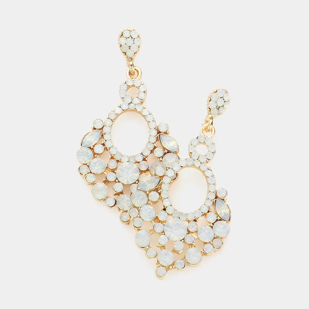 Little Girls White Opal Chandelier Pageant Earrings | 282190