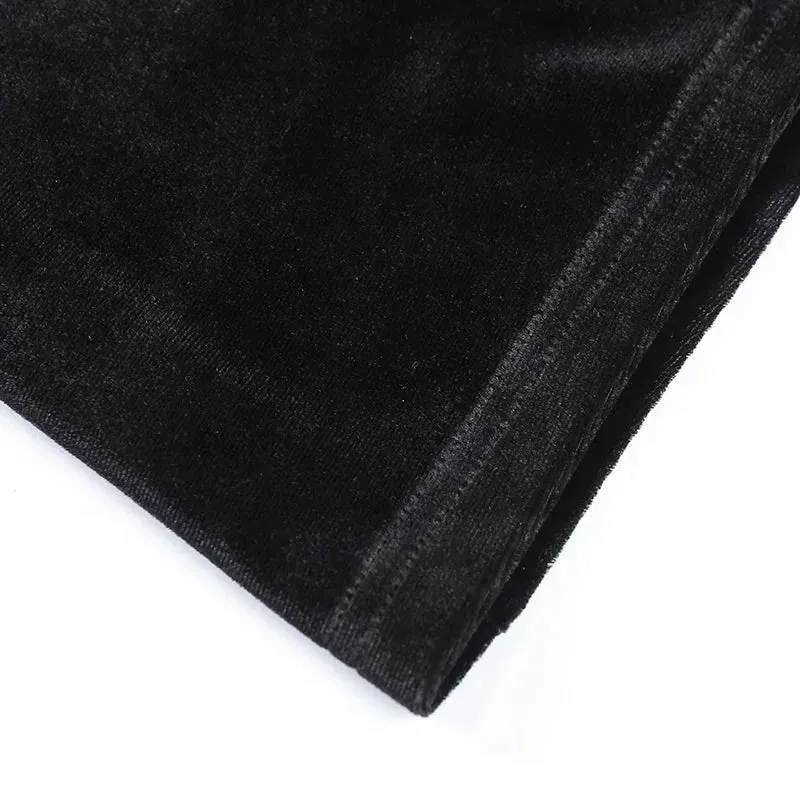 Long Dress Black High Waist Flared Sleeve Lace Cutout Gothic Maxi Dress