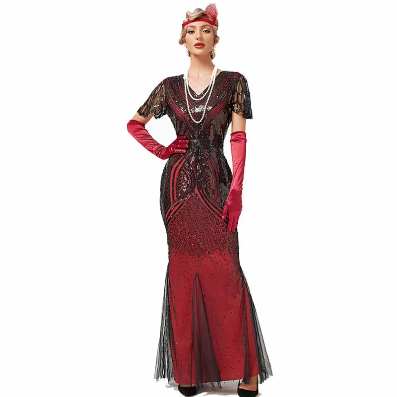 Long Dress V-Neck Party Dress Multi-Layer Long Fringe Dress