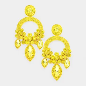 Long Elegant Yellow Chandelier Pageant Prom Earrings | 428695