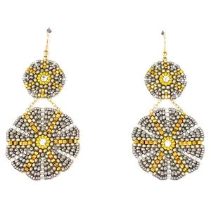 Long Mixed Metal Double Circle Earrings