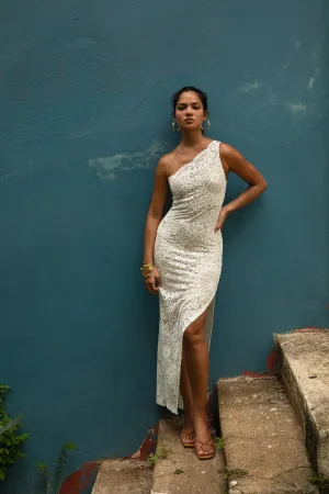 Lotus Lace One Shoulder Maxi
