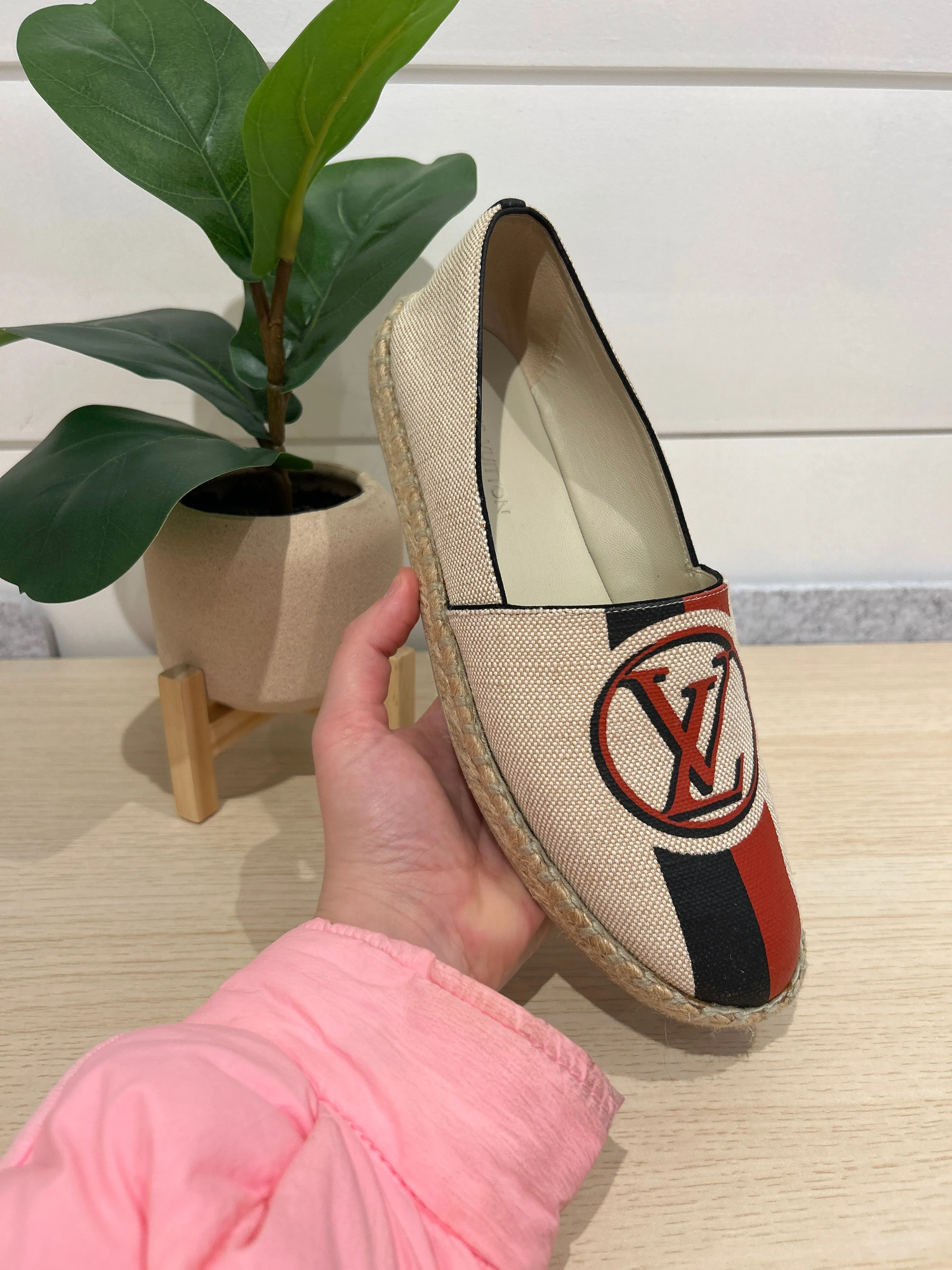 Louis Vuitton Shoes, Canvas Postcard Espadrille Flats (size 37.5)