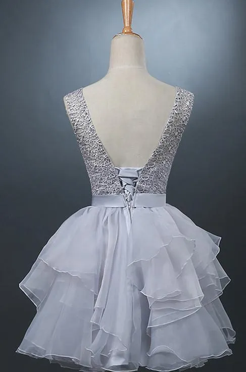 Lovely One-shoulder Short Chiffon Homecoming Dress Lace-up With Bowknot-319371