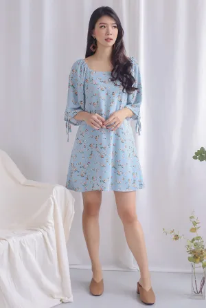 Luciya Tie Sleeve Dress In Sky Floral