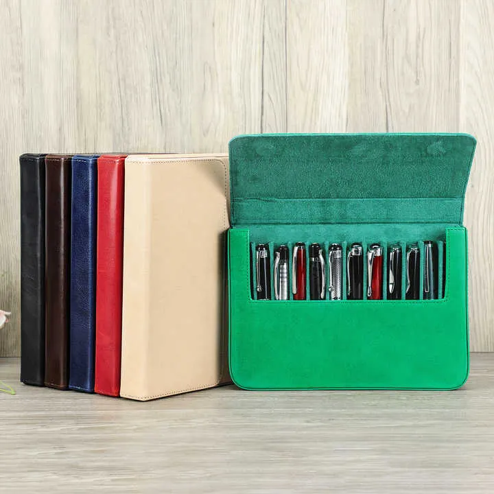 Luxury Handcrafted Leather 12-Slot Pen Case