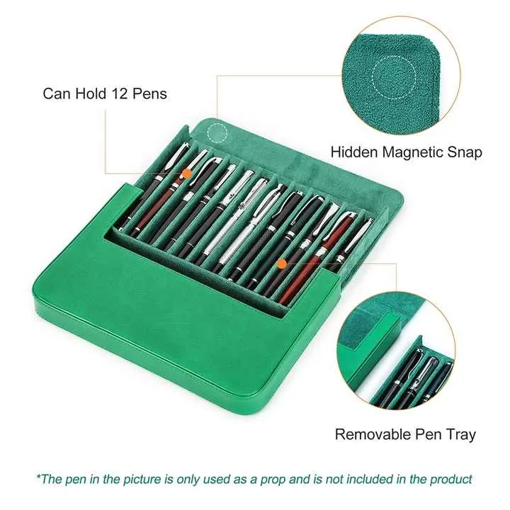 Luxury Handcrafted Leather 12-Slot Pen Case