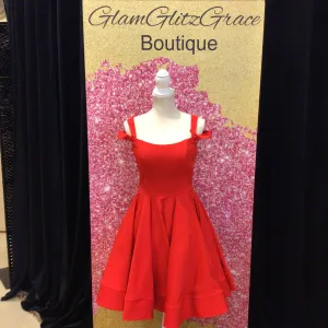 Mac Duggal Red Fitted Flare Dress