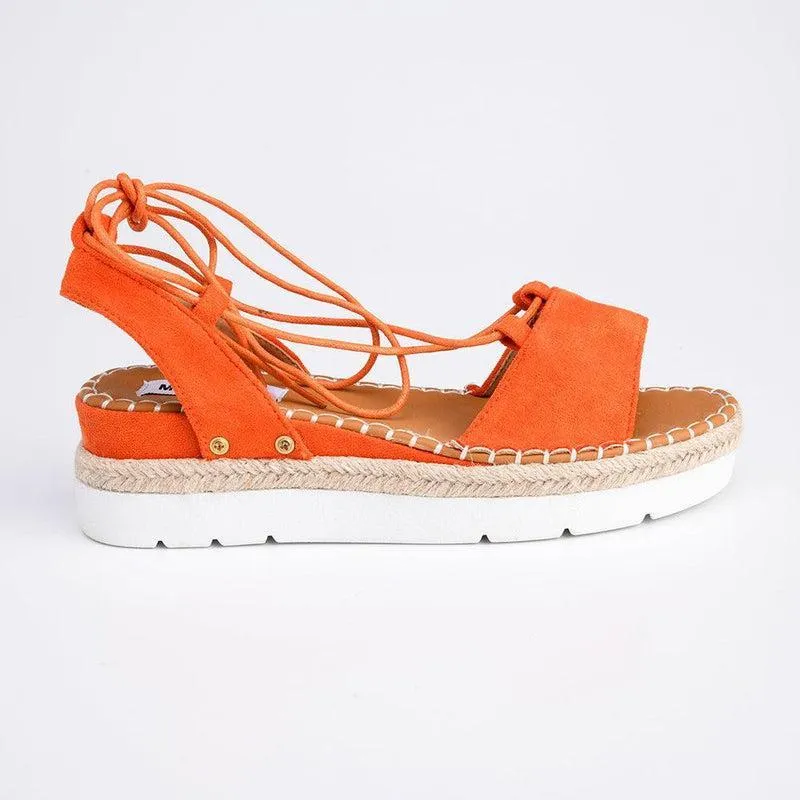 Madison Calli Ankle Wrap Wedge Sandal - Orange
