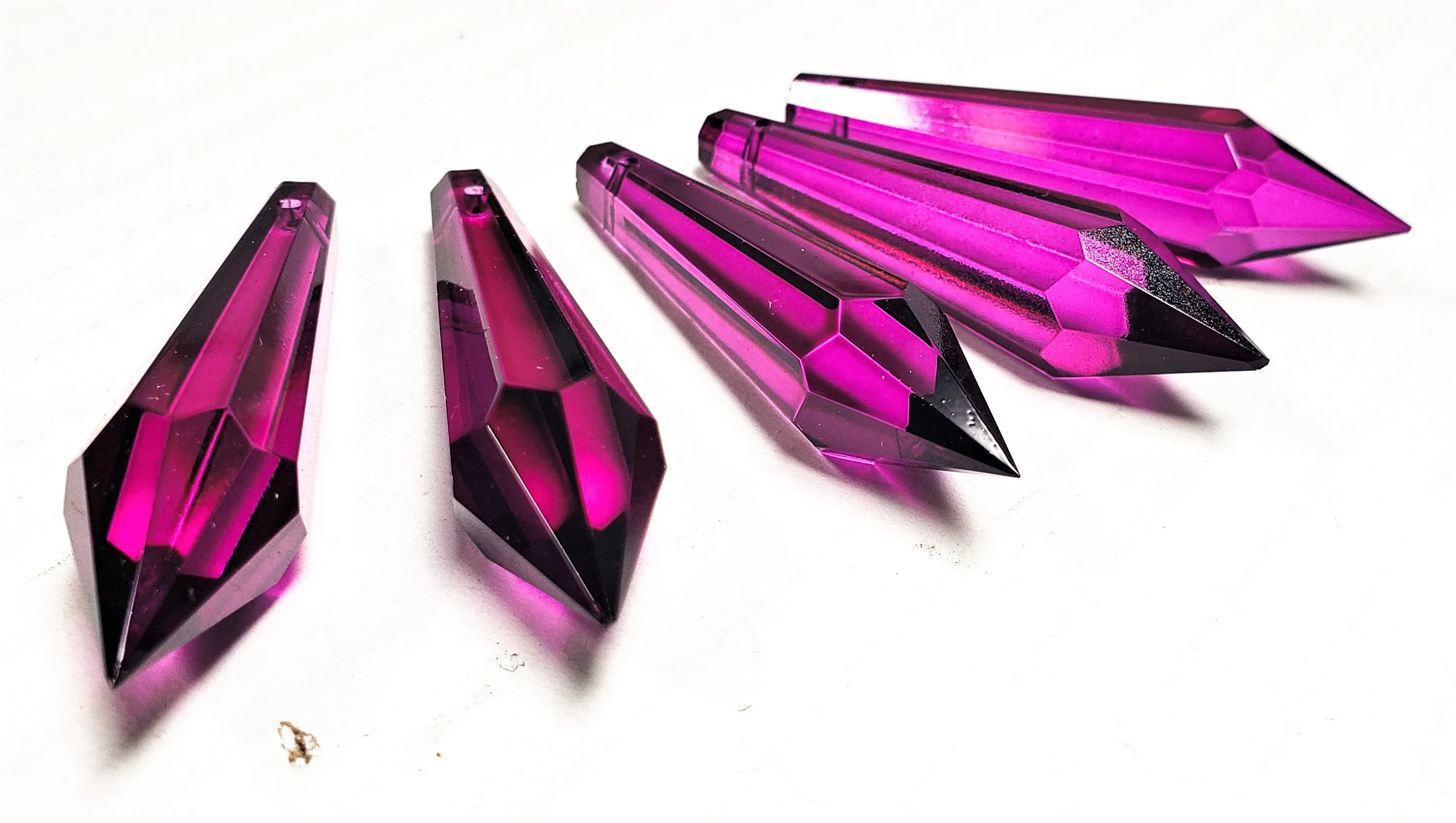 Magenta Icicle Chandelier Crystals, Pendants Pack of 5