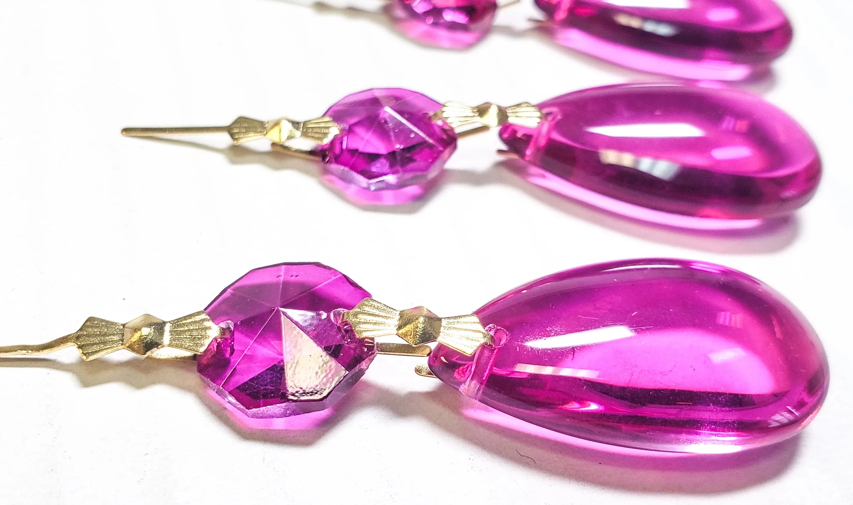 Magenta Smooth Teardrops Chandelier Crystals, Pack of 5 Ornaments