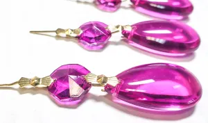 Magenta Smooth Teardrops Chandelier Crystals, Pack of 5 Ornaments