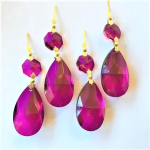 Magenta Teardrops Chandelier Crystals, Pack of 5 Ornaments