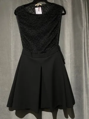 Maje Black Lace Top Sleeveless Fit and Flare Dress