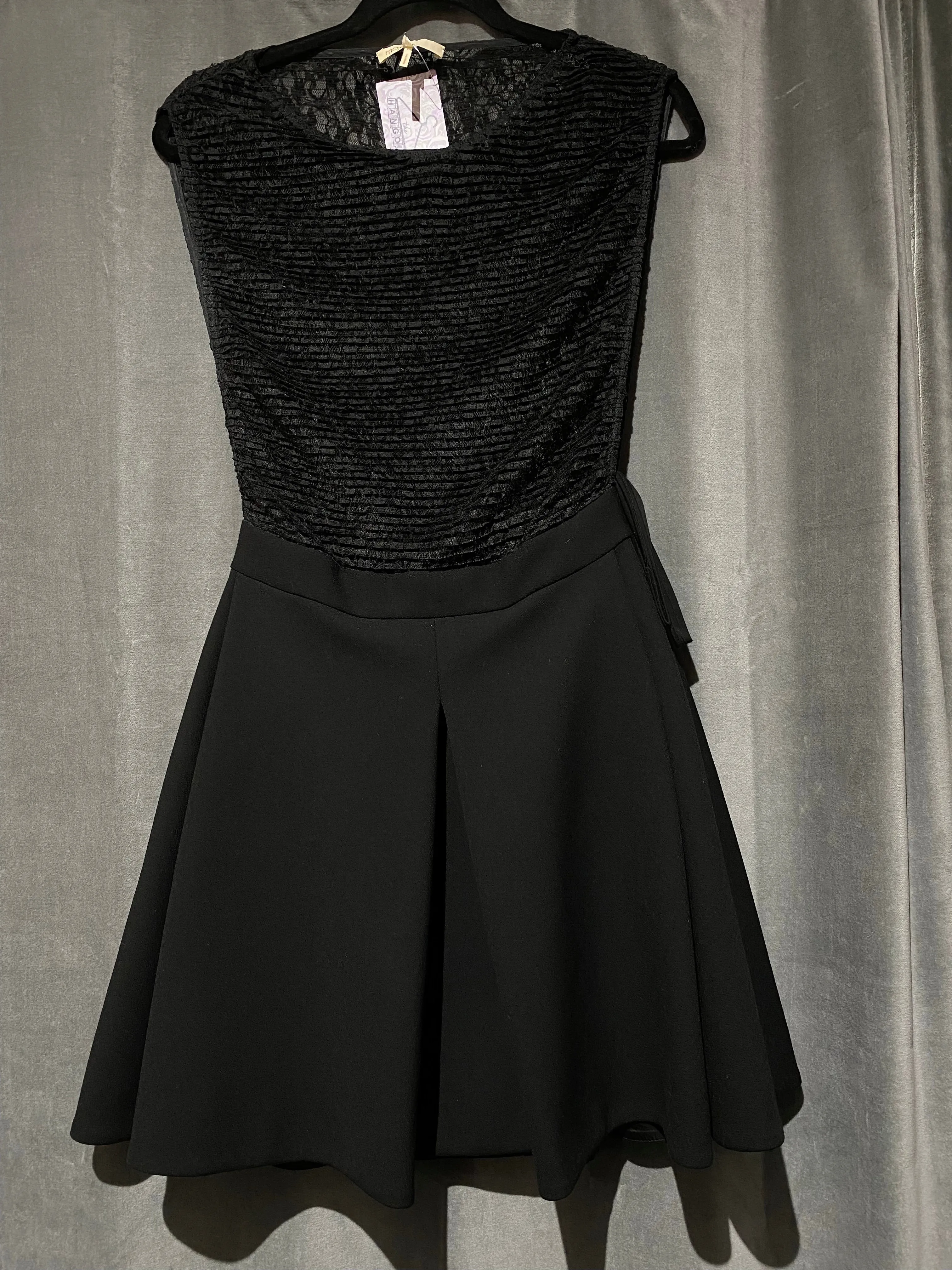 Maje Black Lace Top Sleeveless Fit and Flare Dress