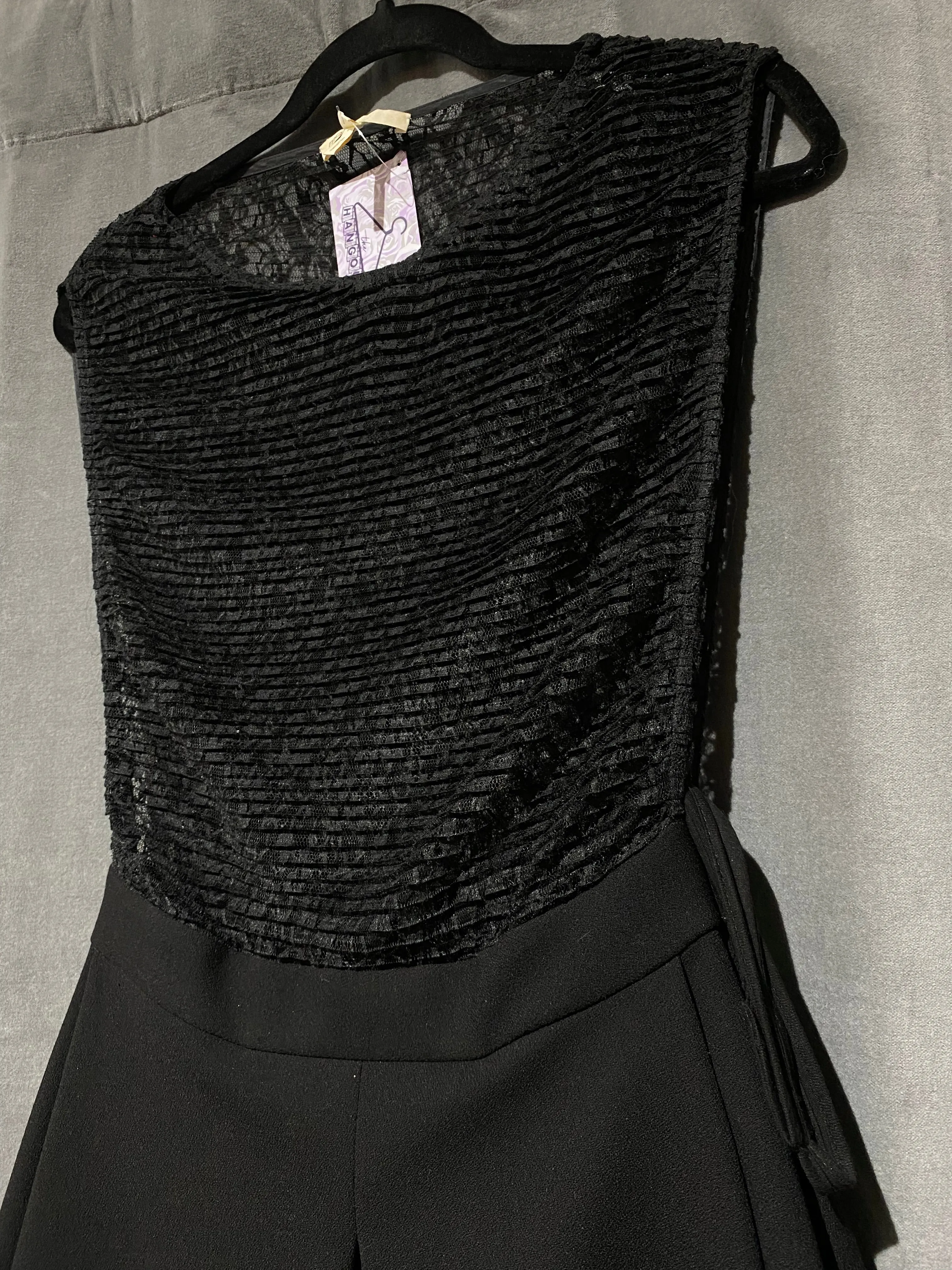 Maje Black Lace Top Sleeveless Fit and Flare Dress