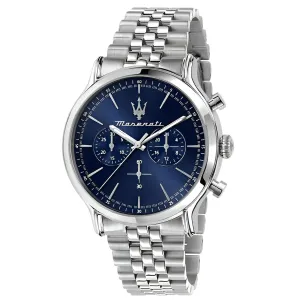 Maserati Epoca Silver Stainless Steel Blue Dial Quartz Watch for Gents - R8873618024
