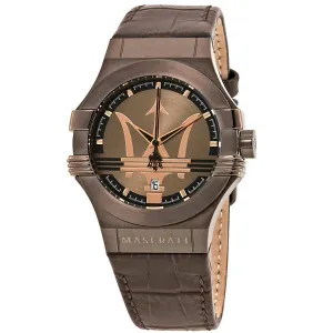 Maserati Potenza Brown Leather Strap Brown Dial Quartz Watch for Gents - R8851108011