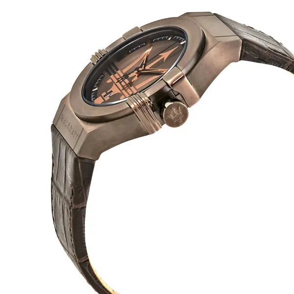 Maserati Potenza Brown Leather Strap Brown Dial Quartz Watch for Gents - R8851108011